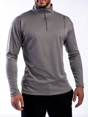 SCOTTeVEST SeV SJ Qzip 1/4 Zip Gray Bamboo Long Sleeve Pullover Top Mens Large L